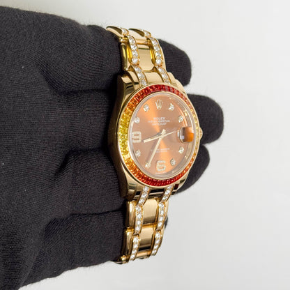 Rolex Datejust Pearlmaster 39mm Cognac Dial Watch Ref# 86348SAJOR