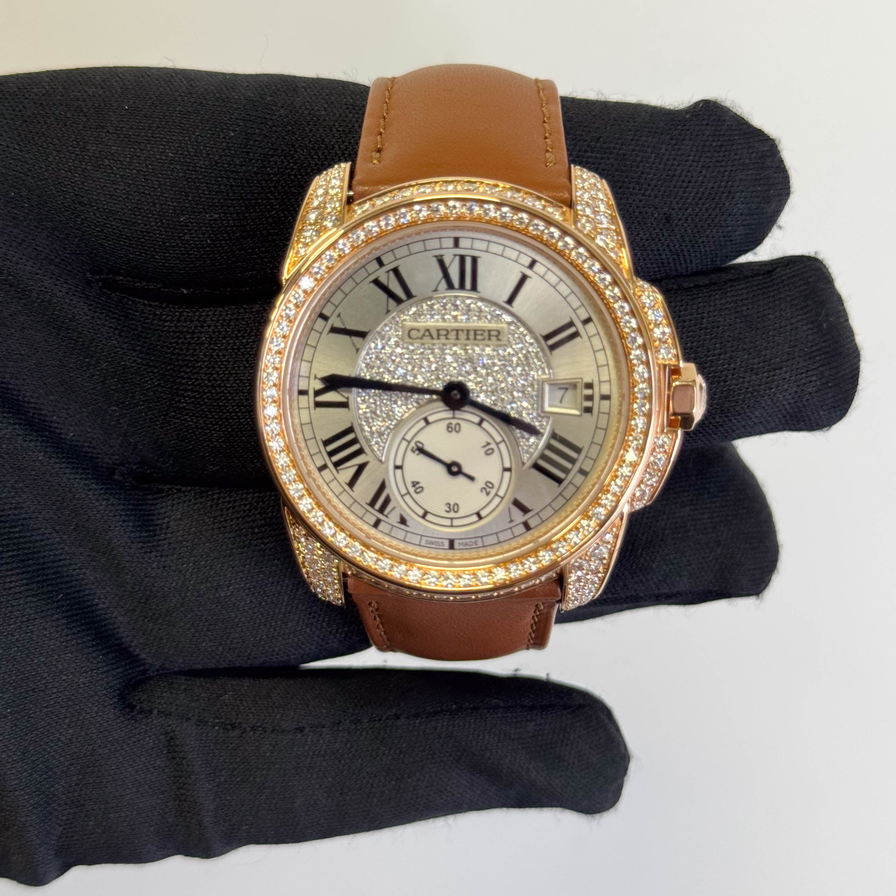 Cartier Calibre 38mm Pave Dial Watch Ref# WF100015 - Happy Jewelers Fine Jewelry Lifetime Warranty