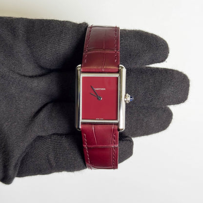 Cartier Tank Must 34x26mm Red Dial Watch Ref# WSTA0054