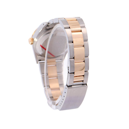 Rolex Oyster Perpetual Date Two Tone Yellow Gold & Steel 34mm Champagne Stick Dial Watch Reference# 15203 - Happy Jewelers Fine Jewelry Lifetime Warranty