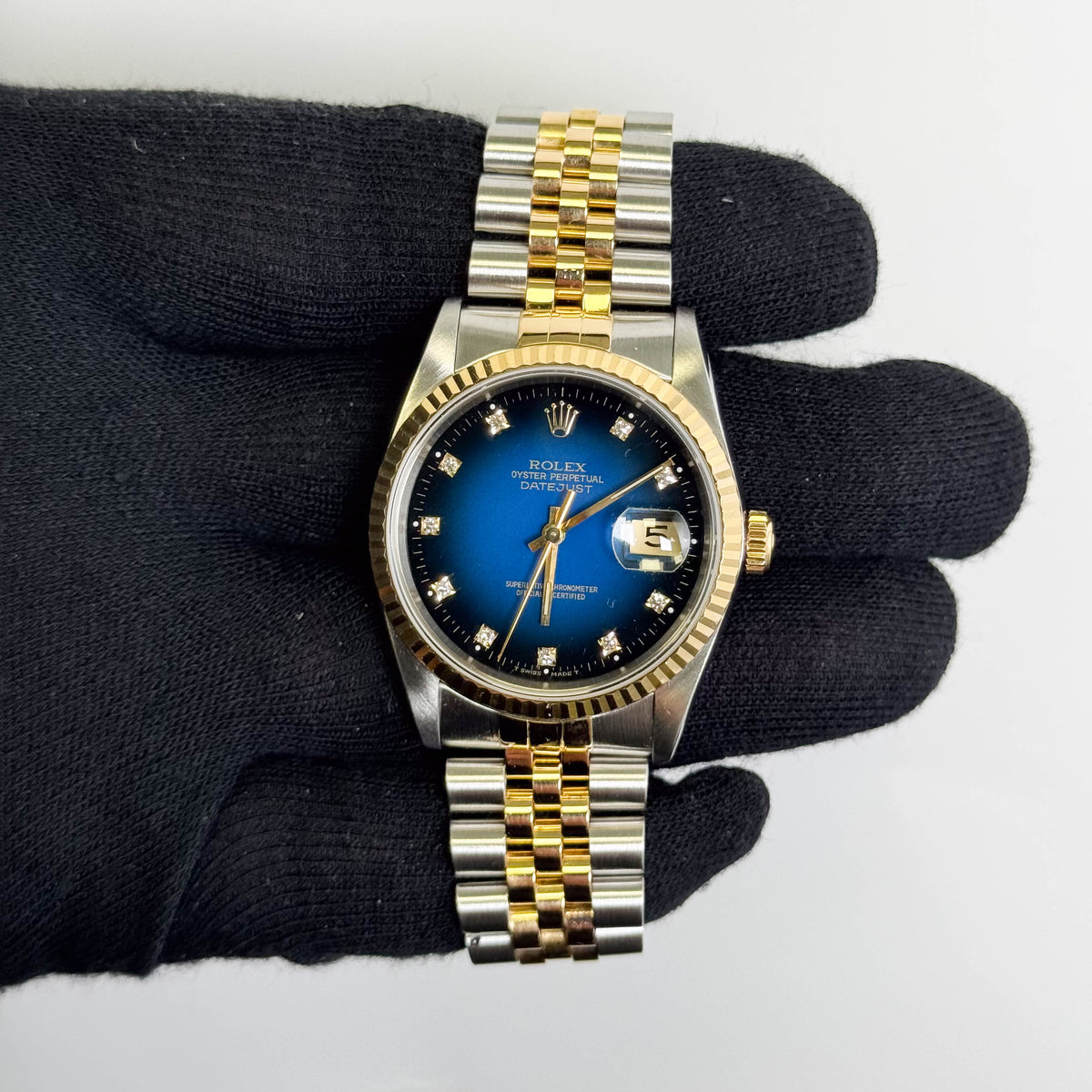 Rolex Datejust 36mm Blue Ombre Dial Watch Ref# 16233