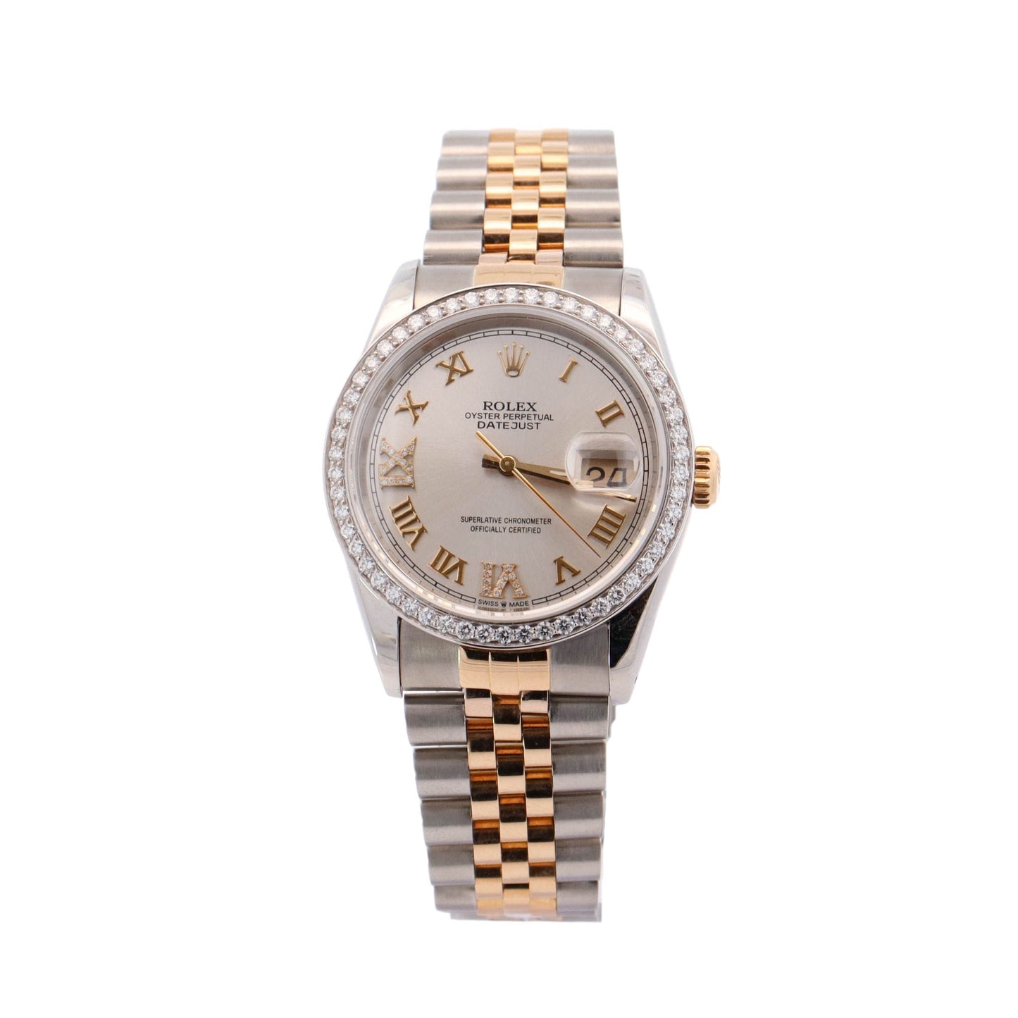 Rolex Datejust Two Tone Yellow Gold & Steel 36mm Champagne Stick Dial Watch Reference #: 16233 - Happy Jewelers Fine Jewelry Lifetime Warranty
