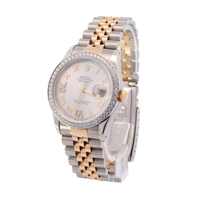 Rolex Datejust Two Tone Yellow Gold & Steel 36mm Champagne Stick Dial Watch Reference #: 16233 - Happy Jewelers Fine Jewelry Lifetime Warranty