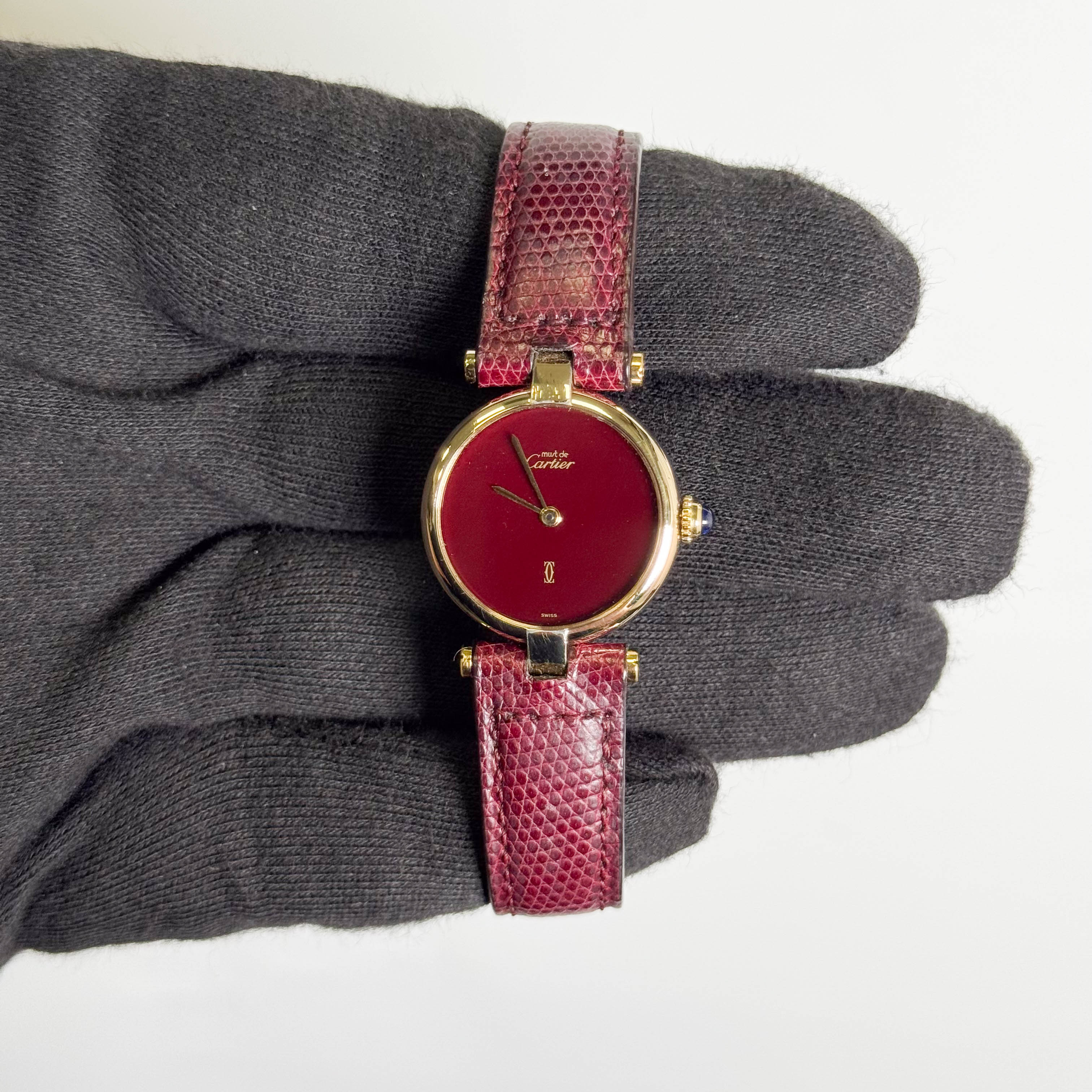 Cartier Must De Cartier 30mm Burgundy Dial Watch Ref# 1708