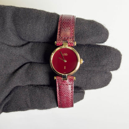 Cartier Must De Cartier 30mm Burgundy Dial Watch Ref# 1708