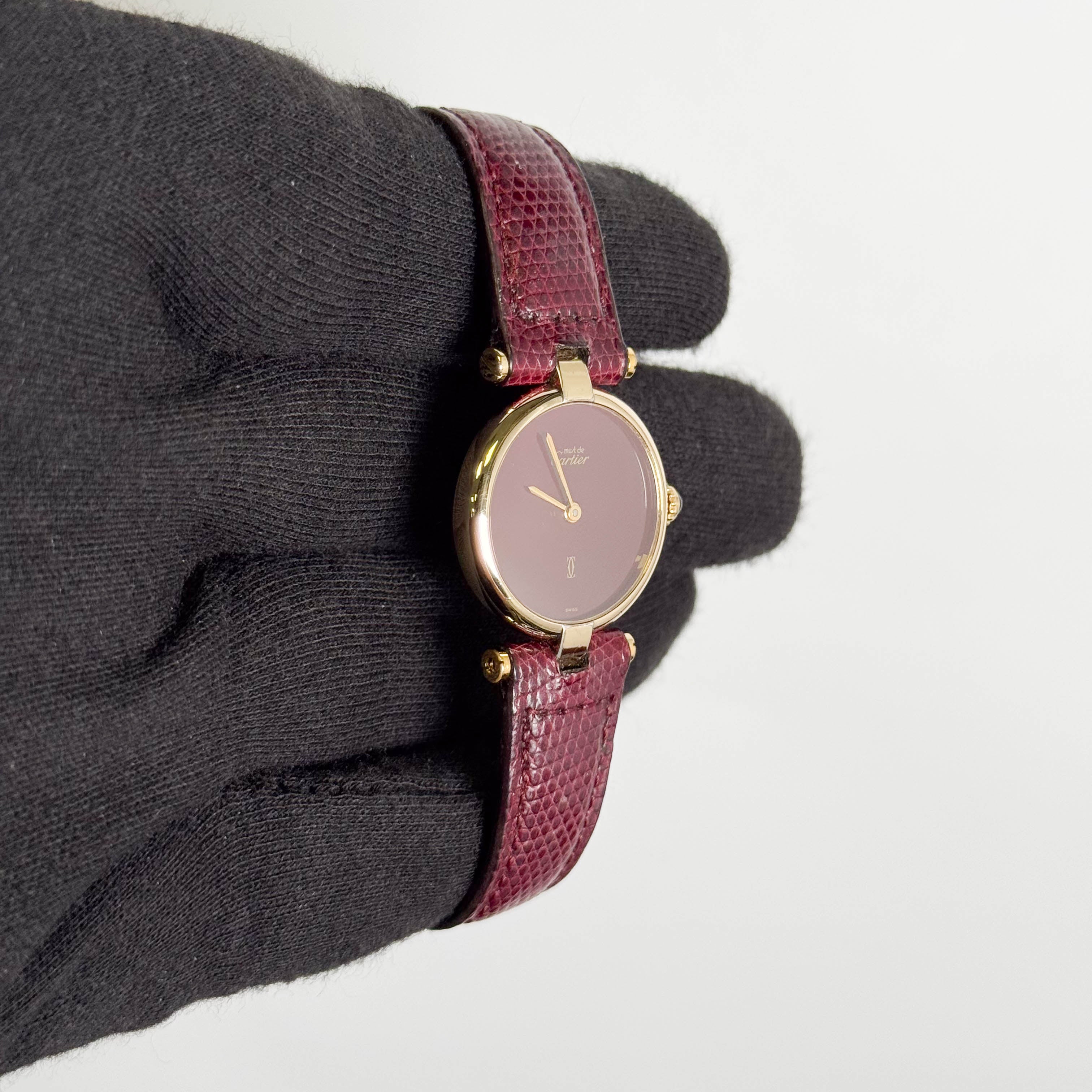 Cartier Must De Cartier 30mm Burgundy Dial Watch Ref# 1708