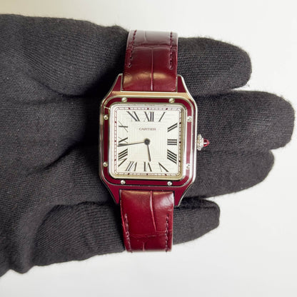 Cartier Santos Dumont 43.5x31.4mm Silver Dial Watch Ref# WGSA0053