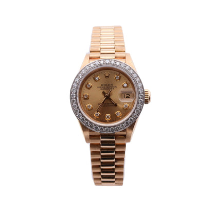 Rolex Datejust 26 Yellow Gold 26mm Factory Champagne Diamond Dial Watch Reference# 69178 - Happy Jewelers Fine Jewelry Lifetime Warranty