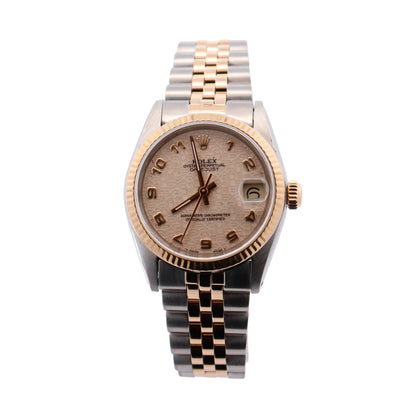 Rolex Datejust Two Tone Yellow Gold & Steel 31mm Ivory Arabic Jubilee Dial Watch Reference #: 68273 - Happy Jewelers Fine Jewelry Lifetime Warranty