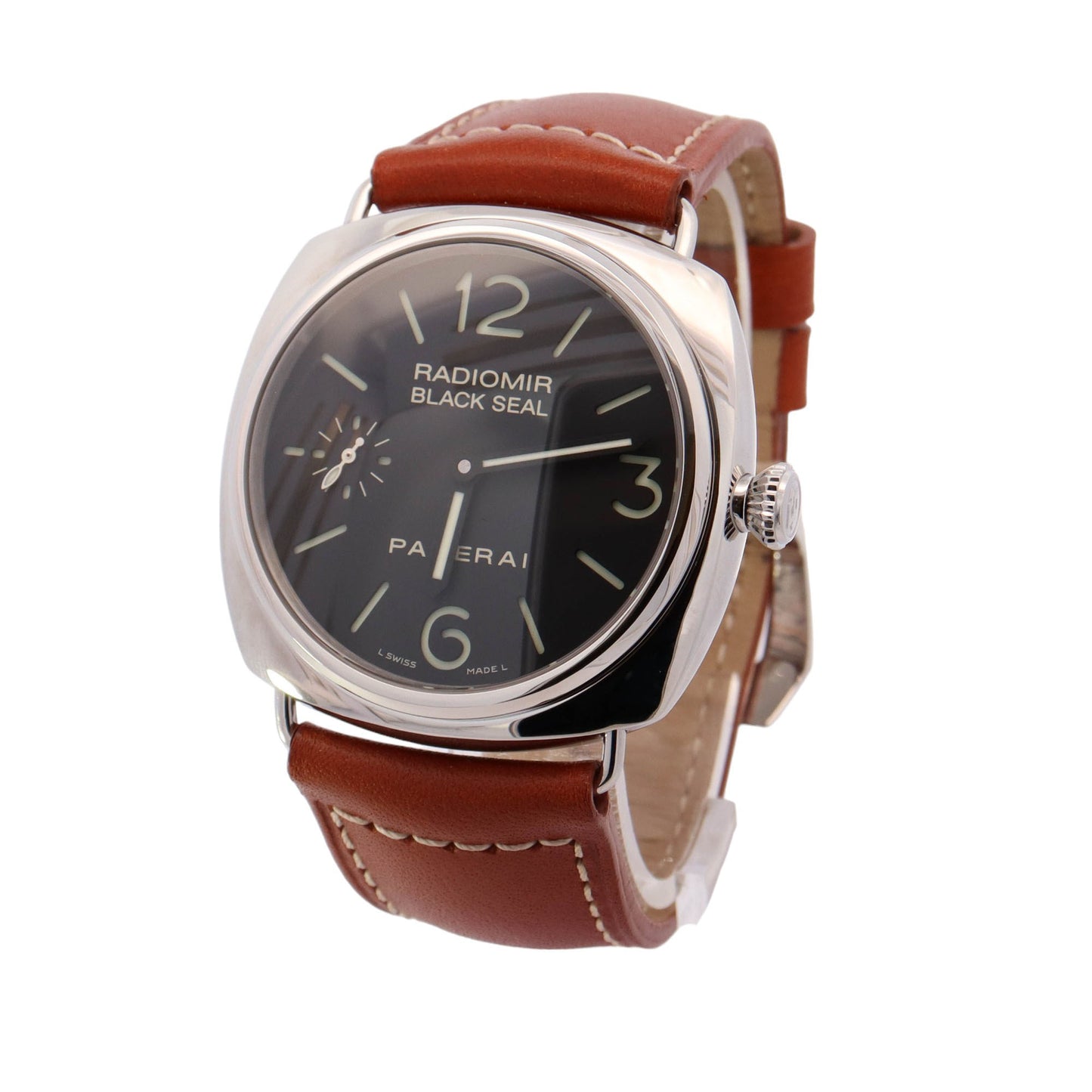 Panerai Radiomir Black Seal Stainless Steel 45mm Black Stick and Arabic Dial Watch Reference #: PAM00183 - Happy Jewelers Fine Jewelry Lifetime Warranty