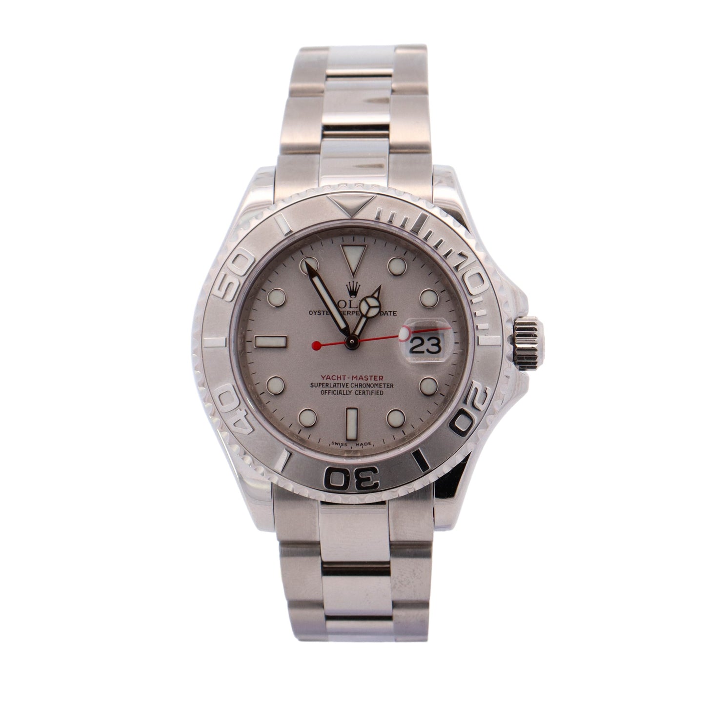 Rolex Yachtmaster Platinum and Stainless Steel 40mm Platinum Dial Watch Reference #: 16622 - Happy Jewelers Fine Jewelry Lifetime Warranty