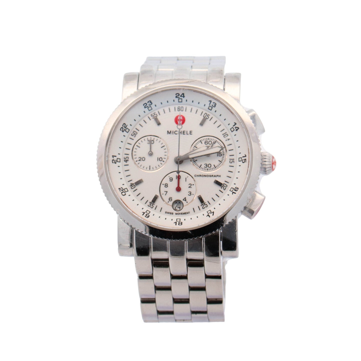 Michele Sport Sail Chronograph Stainless Steel 38mm White Chronograph Dial Watch Reference# MW01C00D9001 - Happy Jewelers Fine Jewelry Lifetime Warranty