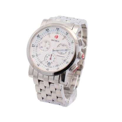 Michele Sport Sail Chronograph Stainless Steel 38mm White Chronograph Dial Watch Reference# MW01C00D9001 - Happy Jewelers Fine Jewelry Lifetime Warranty