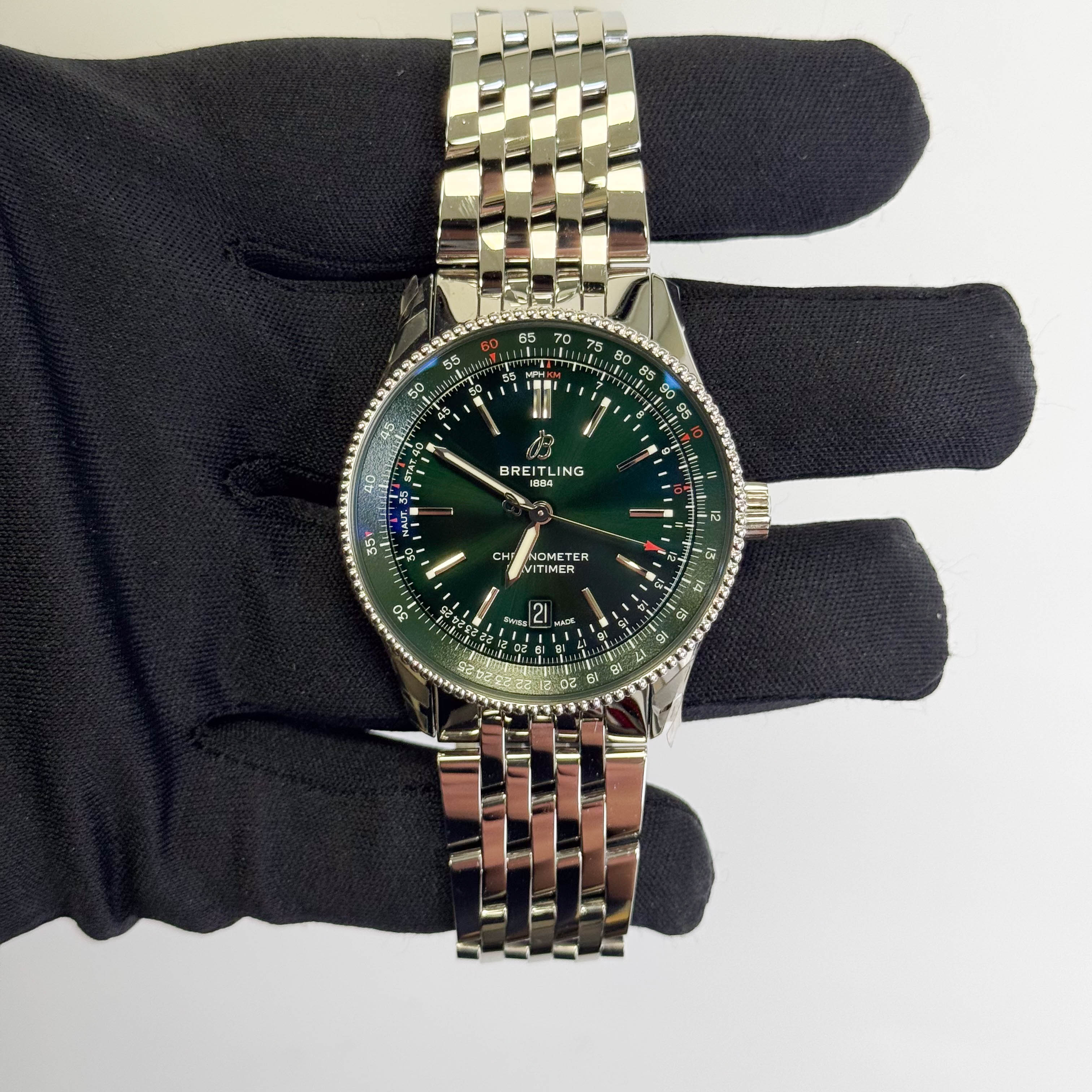 Breitling Navitimer 41mm Green Dial Watch Ref# A17326361L1A1 - Happy Jewelers Fine Jewelry Lifetime Warranty