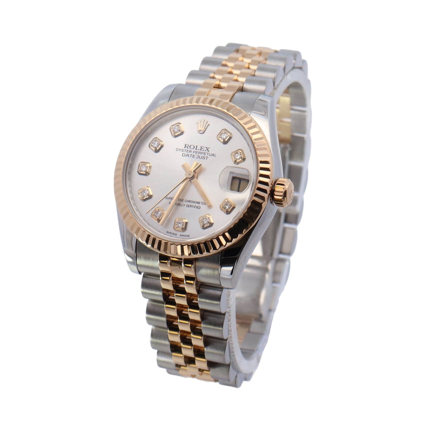 Rolex Datejust 31mm Yellow Gold & Stainless Steel Silver Diamond Dial Watch Reference #: 178273 - Happy Jewelers Fine Jewelry Lifetime Warranty