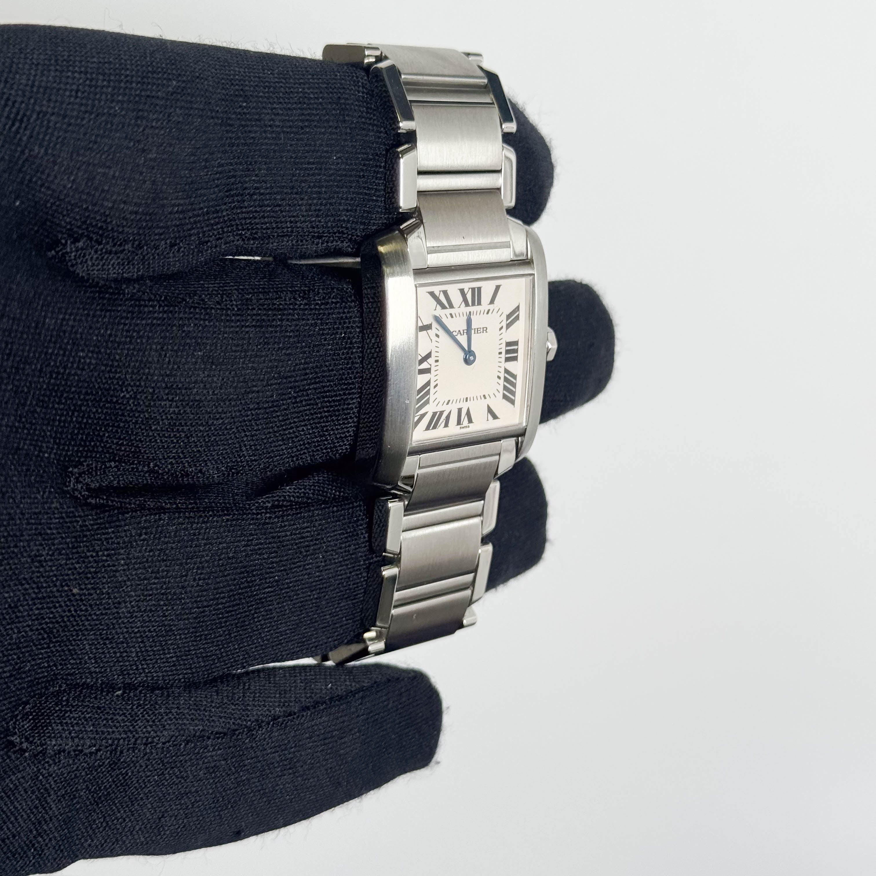 Cartier Tank Stainless Steel 25mm White Roman Dial Watch Ref# W51003Q3