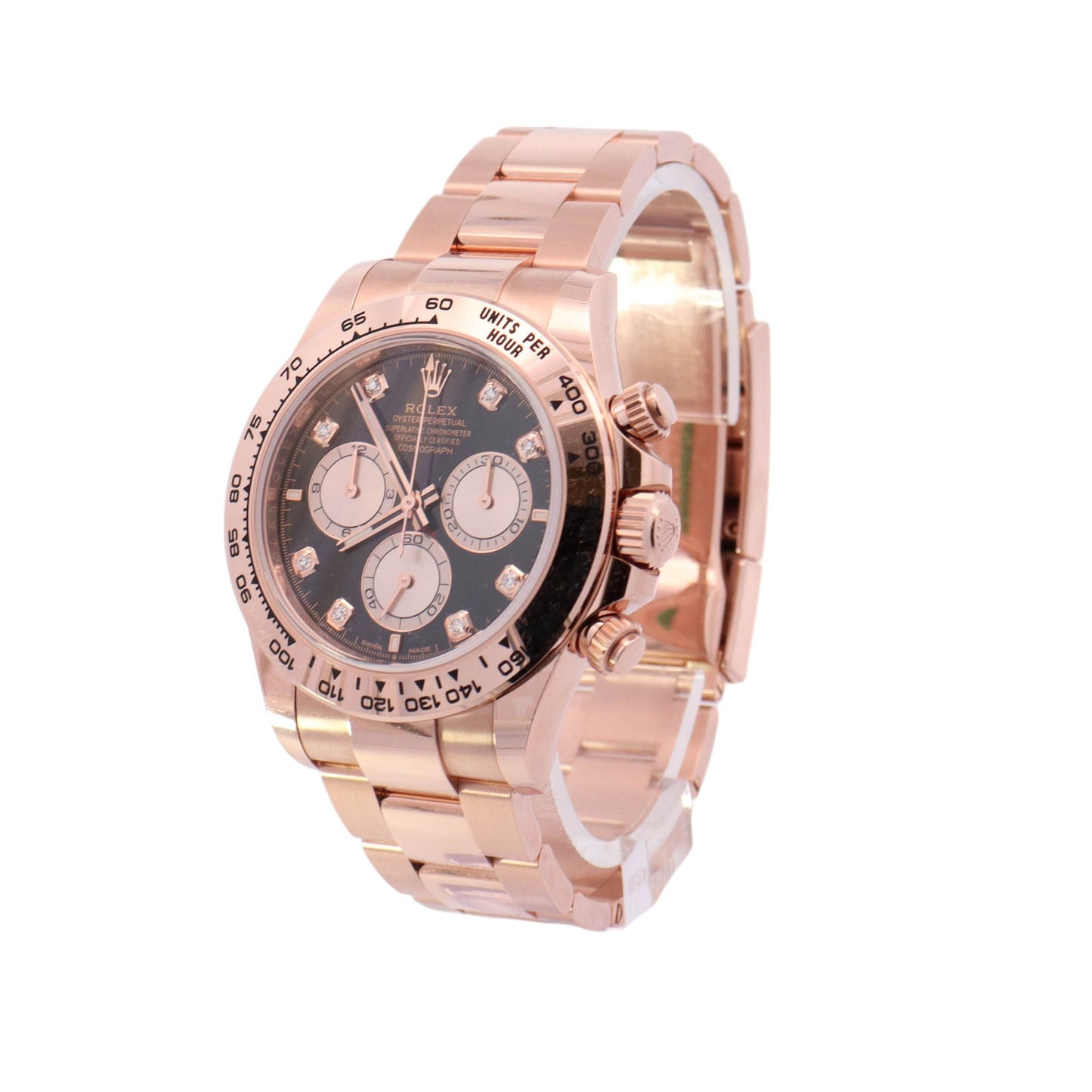 Rolex Daytona Rose Gold 40mm Black Diamond Dot Dial Watch Reference #: 126505 - Happy Jewelers Fine Jewelry Lifetime Warranty