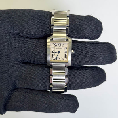 Cartier Tank Stainless Steel 20mm Ivory Dial Watch Ref# W51008Q3 - Happy Jewelers Fine Jewelry Lifetime Warranty