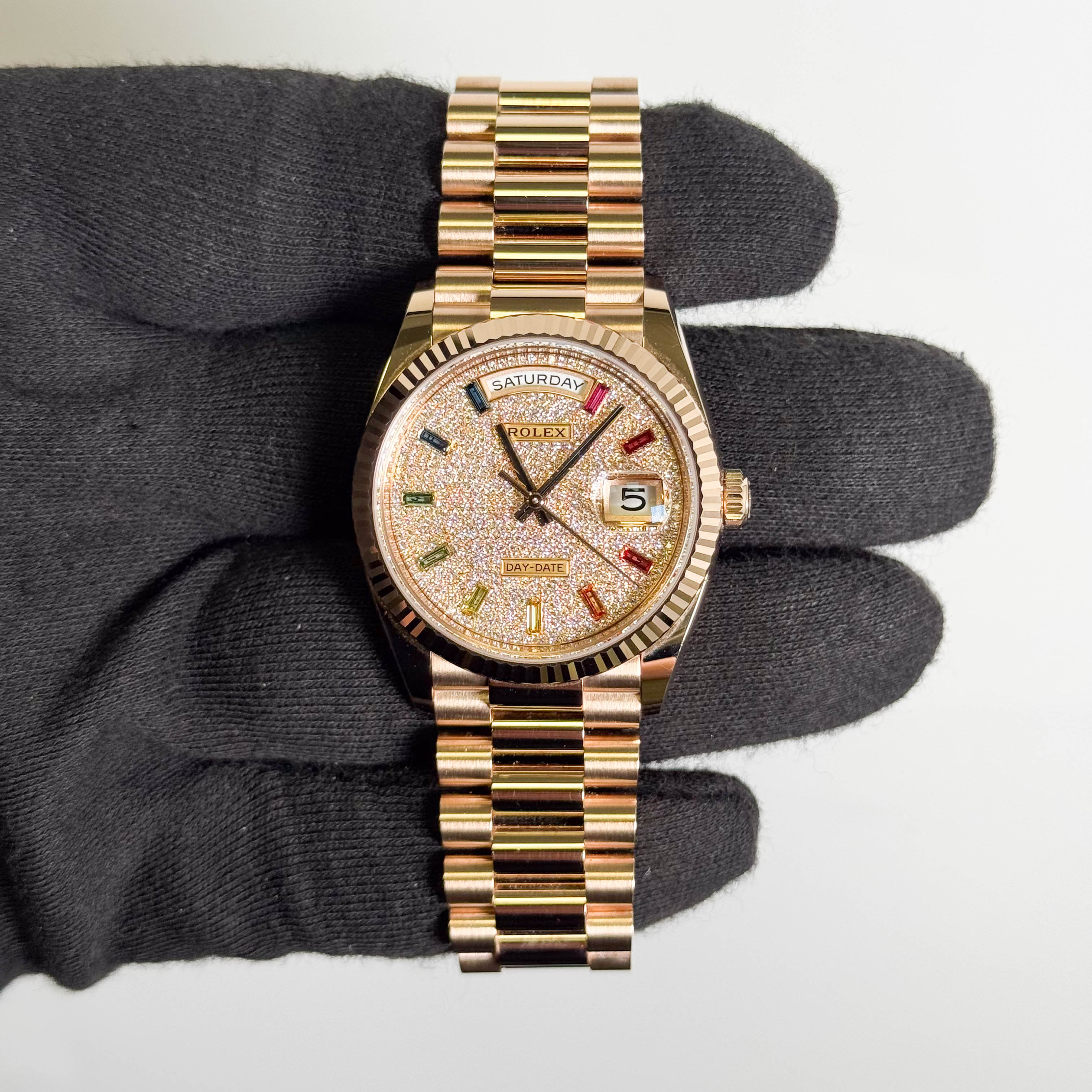 Rolex Day-Date 36mm Pave Dial Watch Ref# 128235