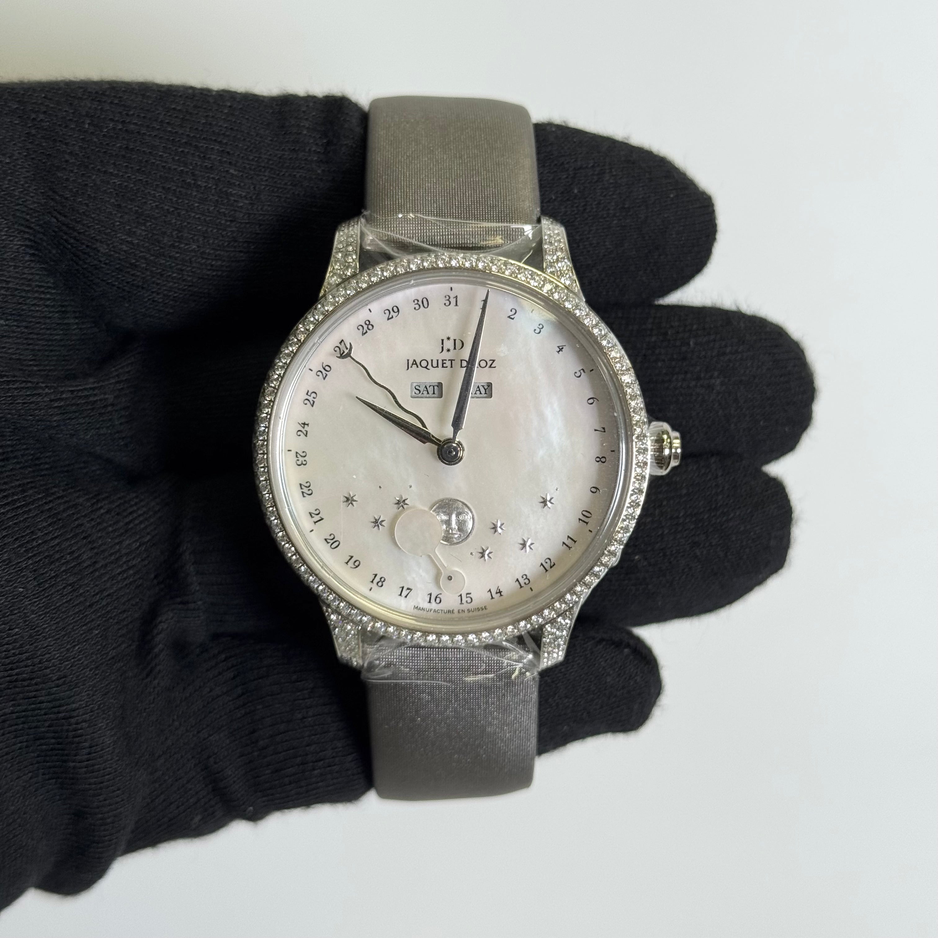 Jaquet Droz Astrale  Eclipse 39mm White MOP Dial Watch Ref# J012614570 - Happy Jewelers Fine Jewelry Lifetime Warranty