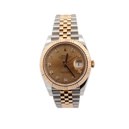 Rolex Datejust Two Tone Yellow Gold & Steel 41mm Champagne Diamond Dial Watch Reference #: 126333 - Happy Jewelers Fine Jewelry Lifetime Warranty
