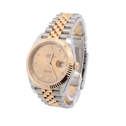 Rolex Datejust Two Tone Yellow Gold & Steel 41mm Champagne Diamond Dial Watch Reference #: 126333 - Happy Jewelers Fine Jewelry Lifetime Warranty