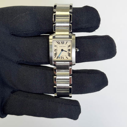 Cartier Tank Stainless Steel 20mm Ivory Dial Watch Ref# W51008Q3 - Happy Jewelers Fine Jewelry Lifetime Warranty