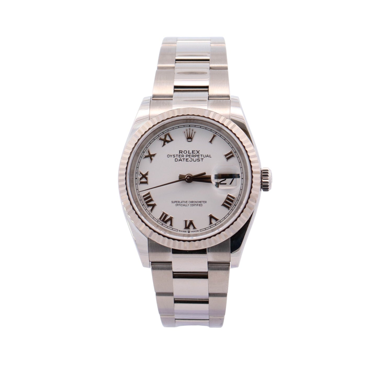 Rolex Datejust 36mm Stainess Steel White Roman Dial Watch Reference #: 126234 - Happy Jewelers Fine Jewelry Lifetime Warranty