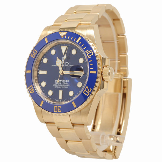 Load image into Gallery viewer, Rolex Submainer Date 41mm Yellow Gold Blue Dot Dial Watch Reference# 126618LB - Happy Jewelers Fine Jewelry Lifetime Warranty
