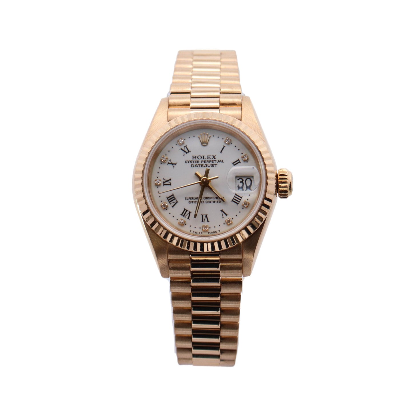 Rolex Datejust Yellow Gold 26mm Champagne White Roman Dial Watch Reference #: 69178 - Happy Jewelers Fine Jewelry Lifetime Warranty