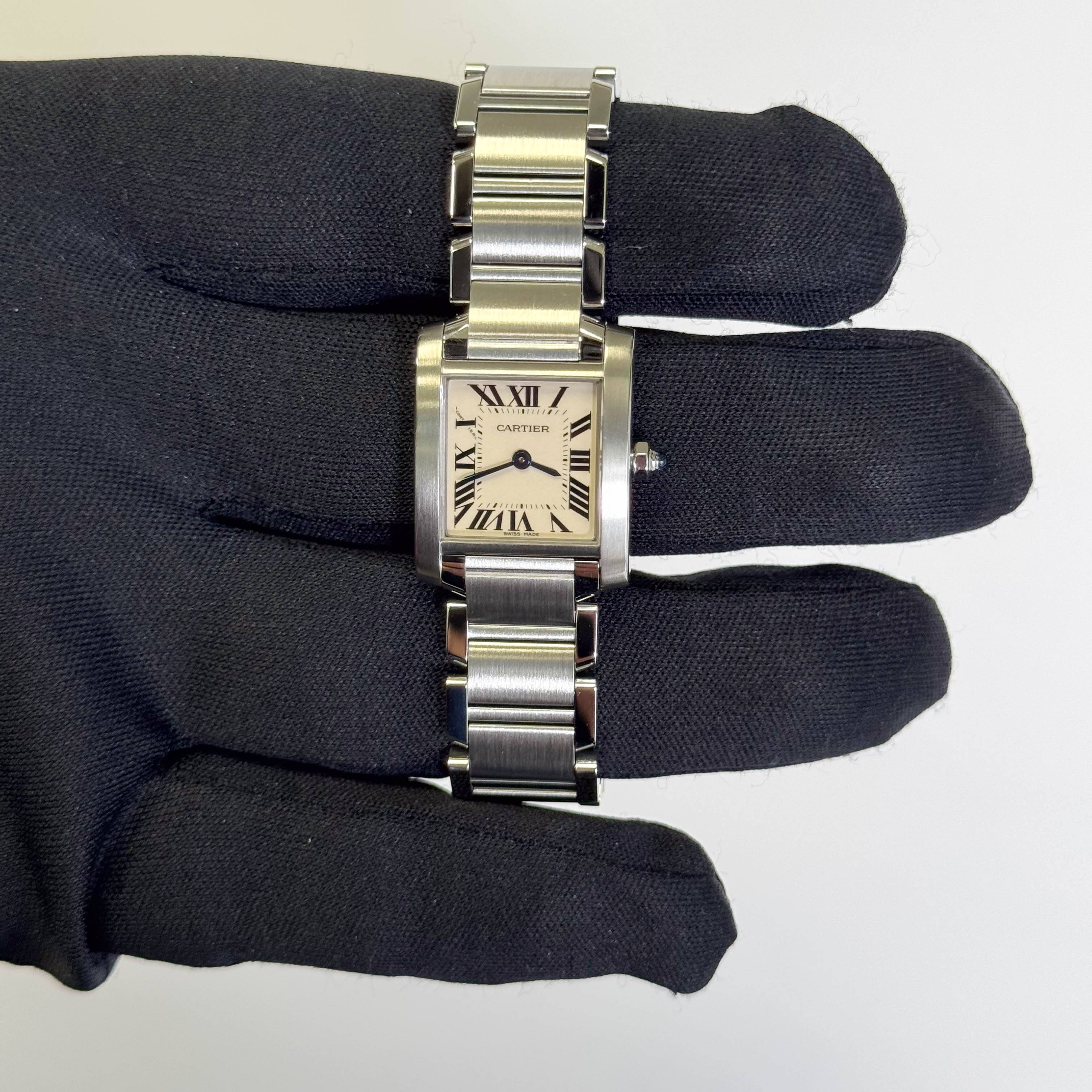 Cartier Tank Stainless Steel 20mm Ivory Dial Watch Ref# W51008Q3 - Happy Jewelers Fine Jewelry Lifetime Warranty