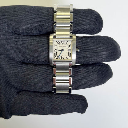 Cartier Tank Stainless Steel 20mm Ivory Dial Watch Ref# W51008Q3 - Happy Jewelers Fine Jewelry Lifetime Warranty