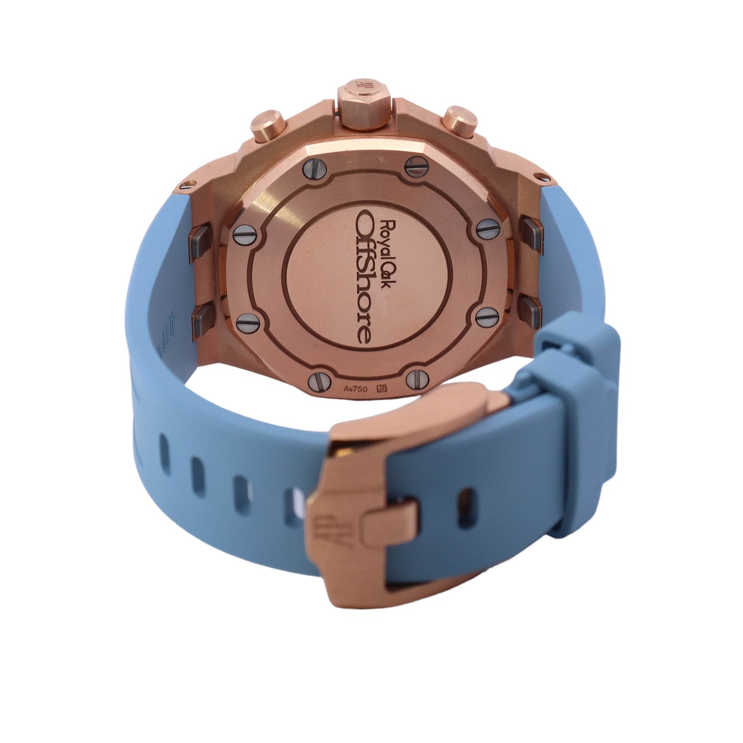 Audemars Piguet Royal Oak Offshore 37mm Rose Gold Light Blue Chronograph Dial Watch Ref#  26231OR.ZZ.A085CA.01 - Happy Jewelers Fine Jewelry Lifetime Warranty