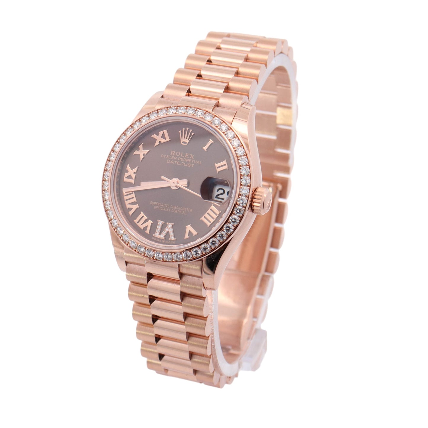 Rolex Datejust Rose Gold 31mm Chocolate Roman Dial Watch Reference #: 278285RBR - Happy Jewelers Fine Jewelry Lifetime Warranty