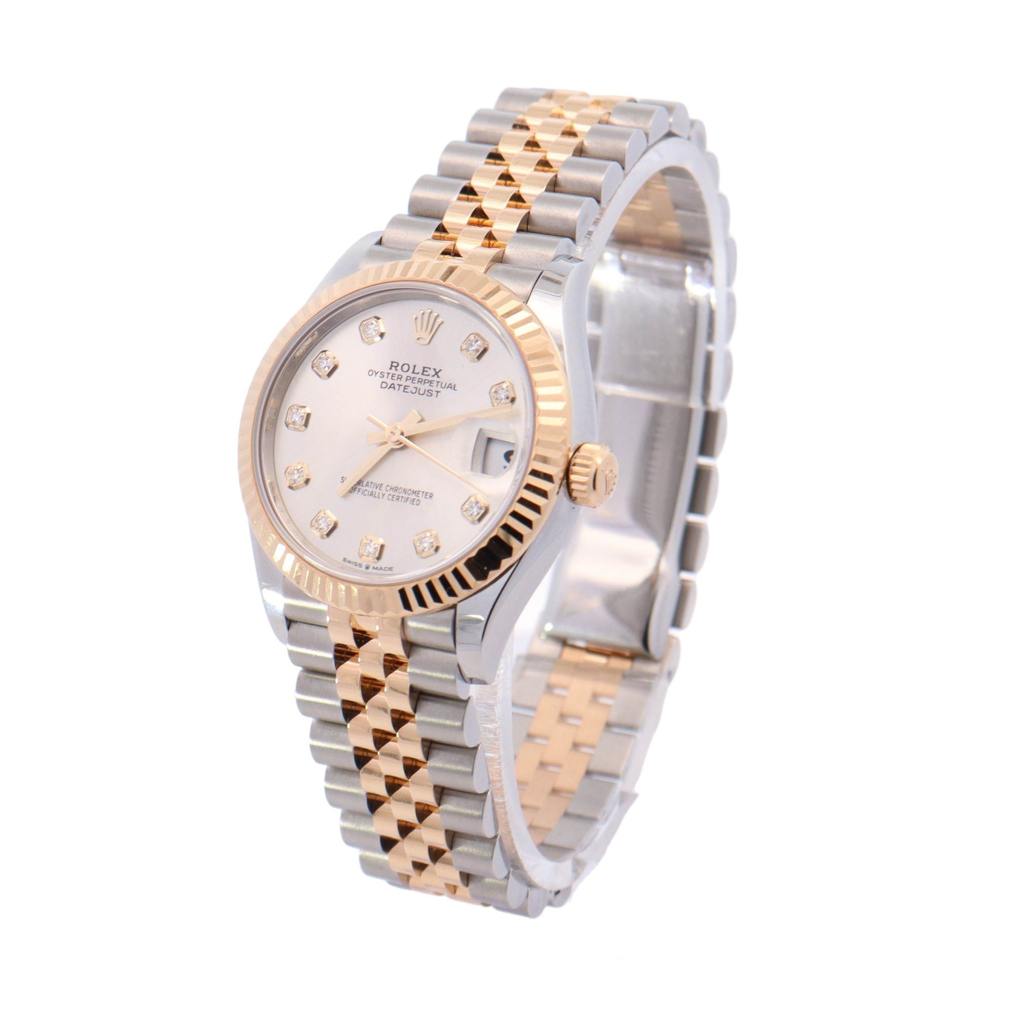 Rolex Datejust Yellow Gold and Stainless Steel 31mm SIlver Diamond Dial Watch Reference #: 278273 - Happy Jewelers Fine Jewelry Lifetime Warranty