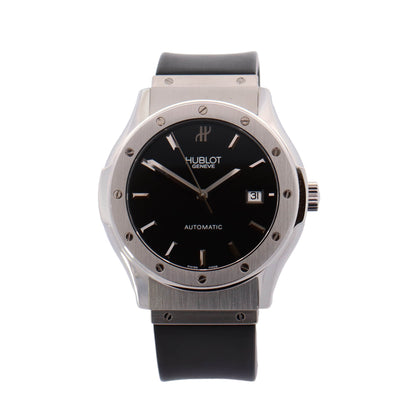 Hublot Classic Fusion Stainless Steel 41mm Black Stick Dial Watch Reference #: B1915.1 - Happy Jewelers Fine Jewelry Lifetime Warranty
