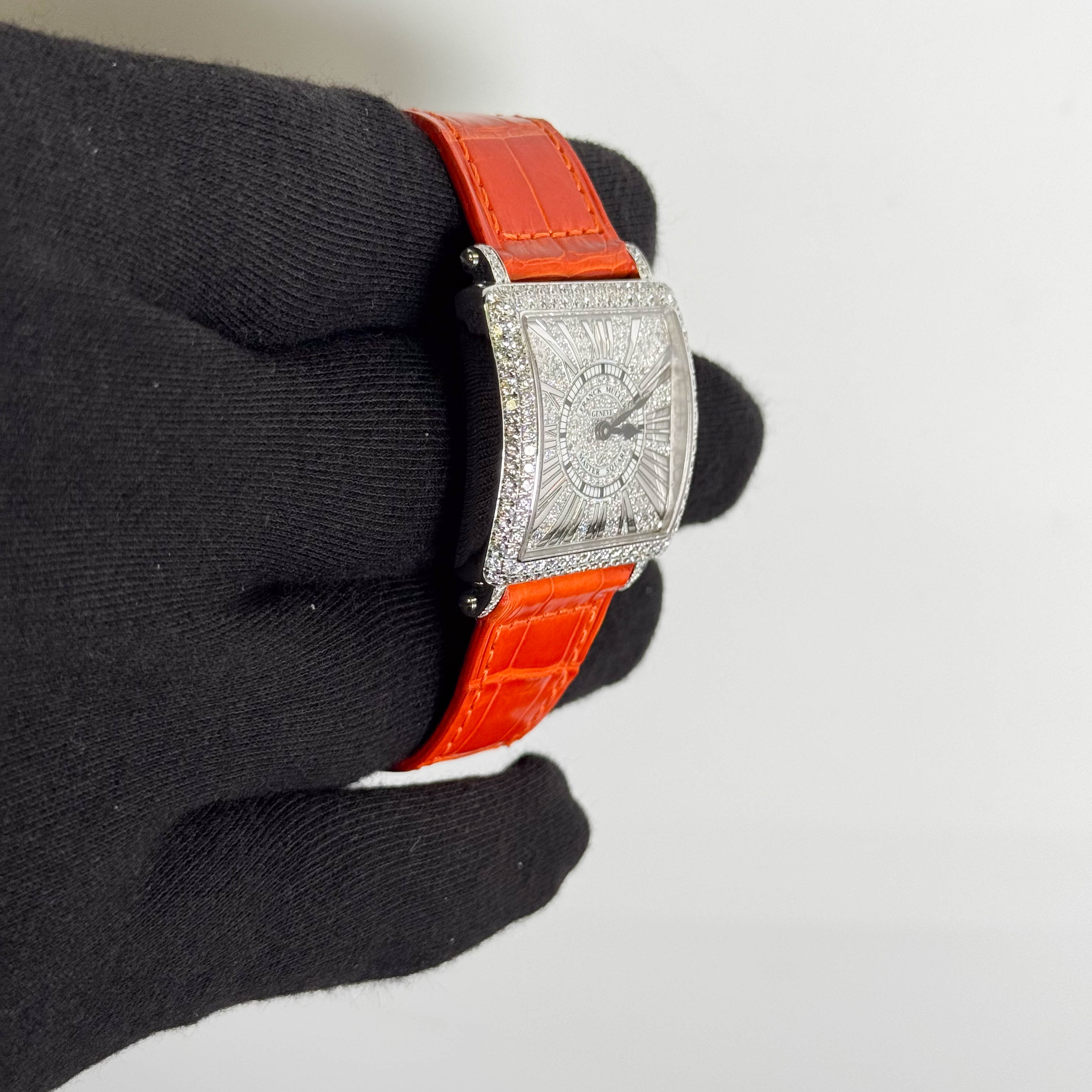 Franck Muller Master Square 29mm Pave Dial Watch Ref# 6002 L QZ R D CD