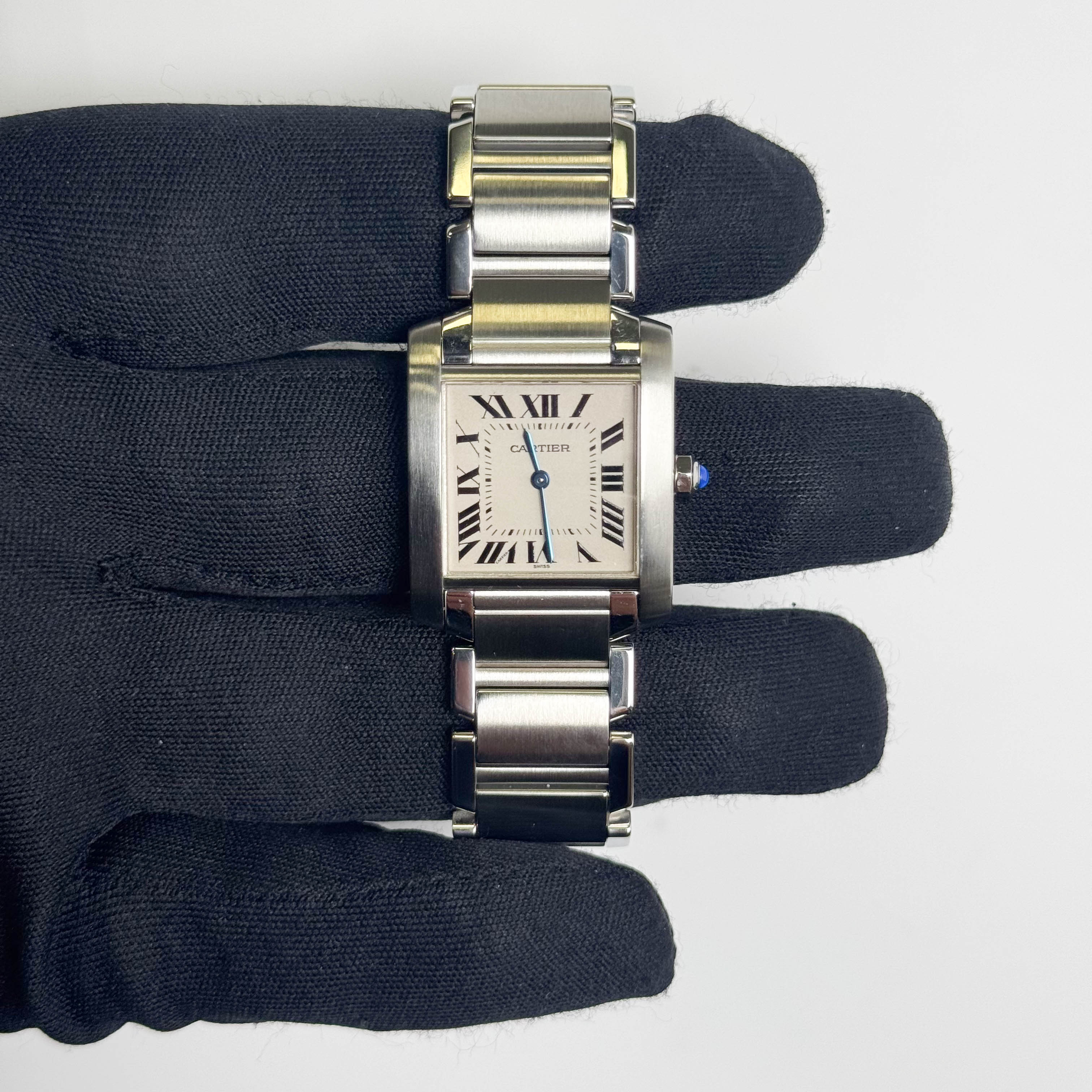Cartier Tank Stainless Steel 25mm White/Ivory Dial Watch Ref# W51011Q3 - Happy Jewelers Fine Jewelry Lifetime Warranty