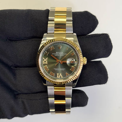 Rolex Datejust 36mm Olive Green Roman Dial Ref# 126233
