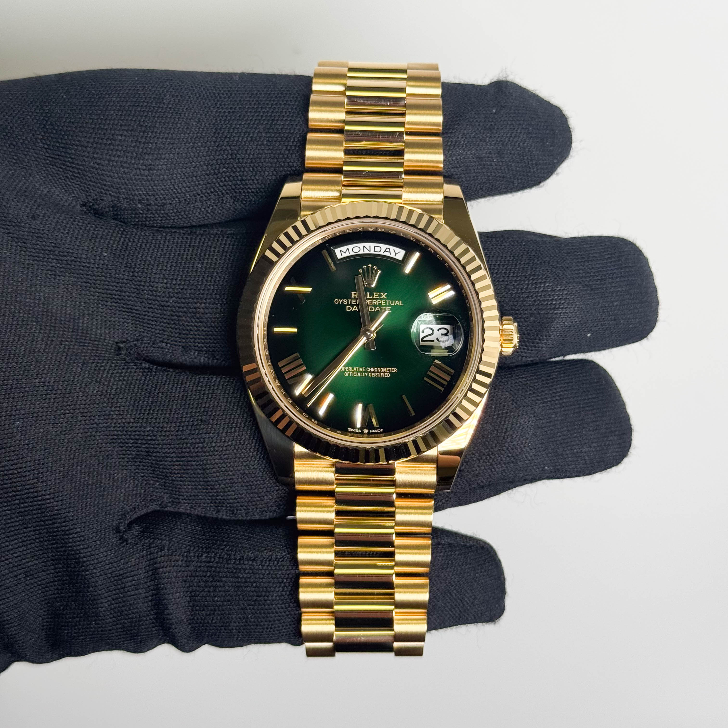 Rolex Day-Date 40mm Ombre Green Dial Watch Ref# 228238