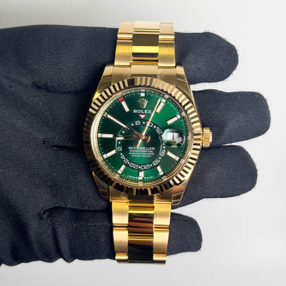 Rolex Sky-Dweller 42mm Green Dial Watch Ref# 336938 - Happy Jewelers Fine Jewelry Lifetime Warranty
