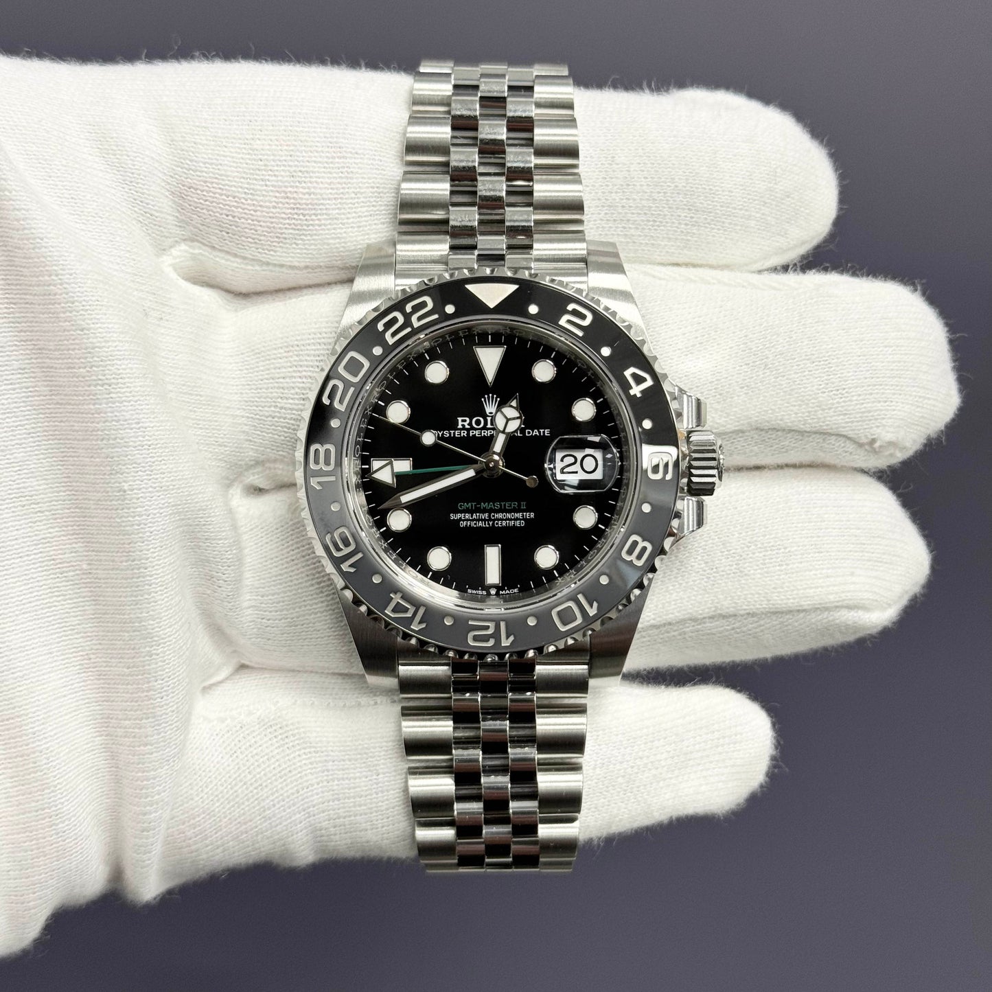 Rolex GMT-Master II 40mm Black Dial Watch Ref# 126710GRNR