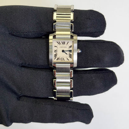 Cartier Tank Stainless Steel 20mm Ivory Dial Watch Ref# W51008Q3 - Happy Jewelers Fine Jewelry Lifetime Warranty