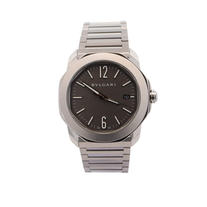 Bvlgari Octo Roma Stainless Steel Grey Arabic & Stick Dial Watch Reference #: 103740 - Happy Jewelers Fine Jewelry Lifetime Warranty