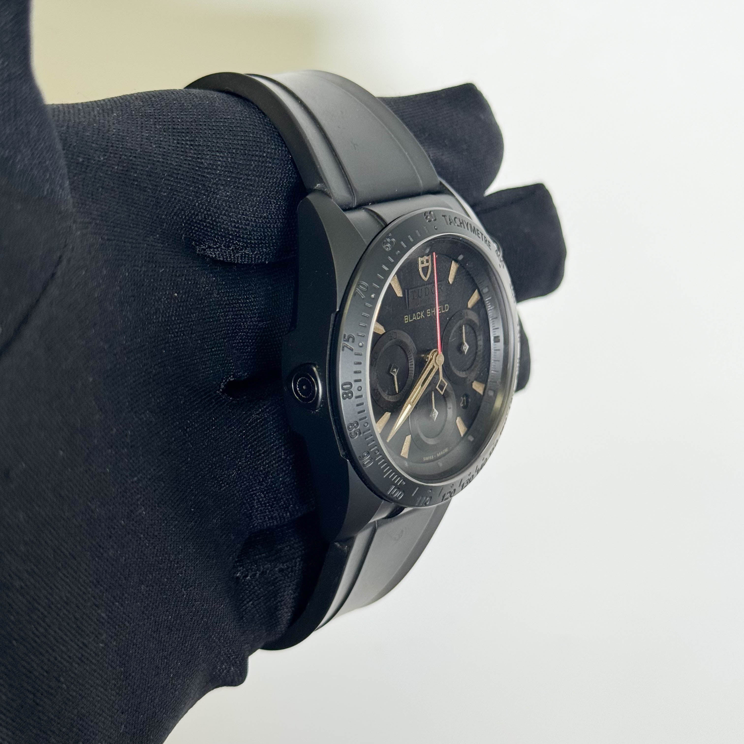 Tudor Black Shied Chronograph 42mm Red Dial Watch Ref# 42000CN-0005