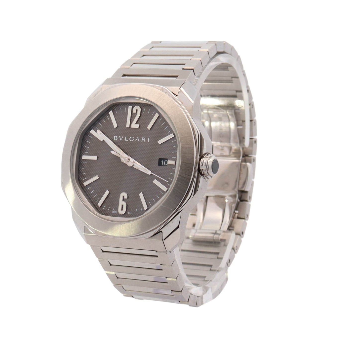 Bvlgari Octo Roma Stainless Steel Grey Arabic & Stick Dial Watch Reference #: 103740 - Happy Jewelers Fine Jewelry Lifetime Warranty