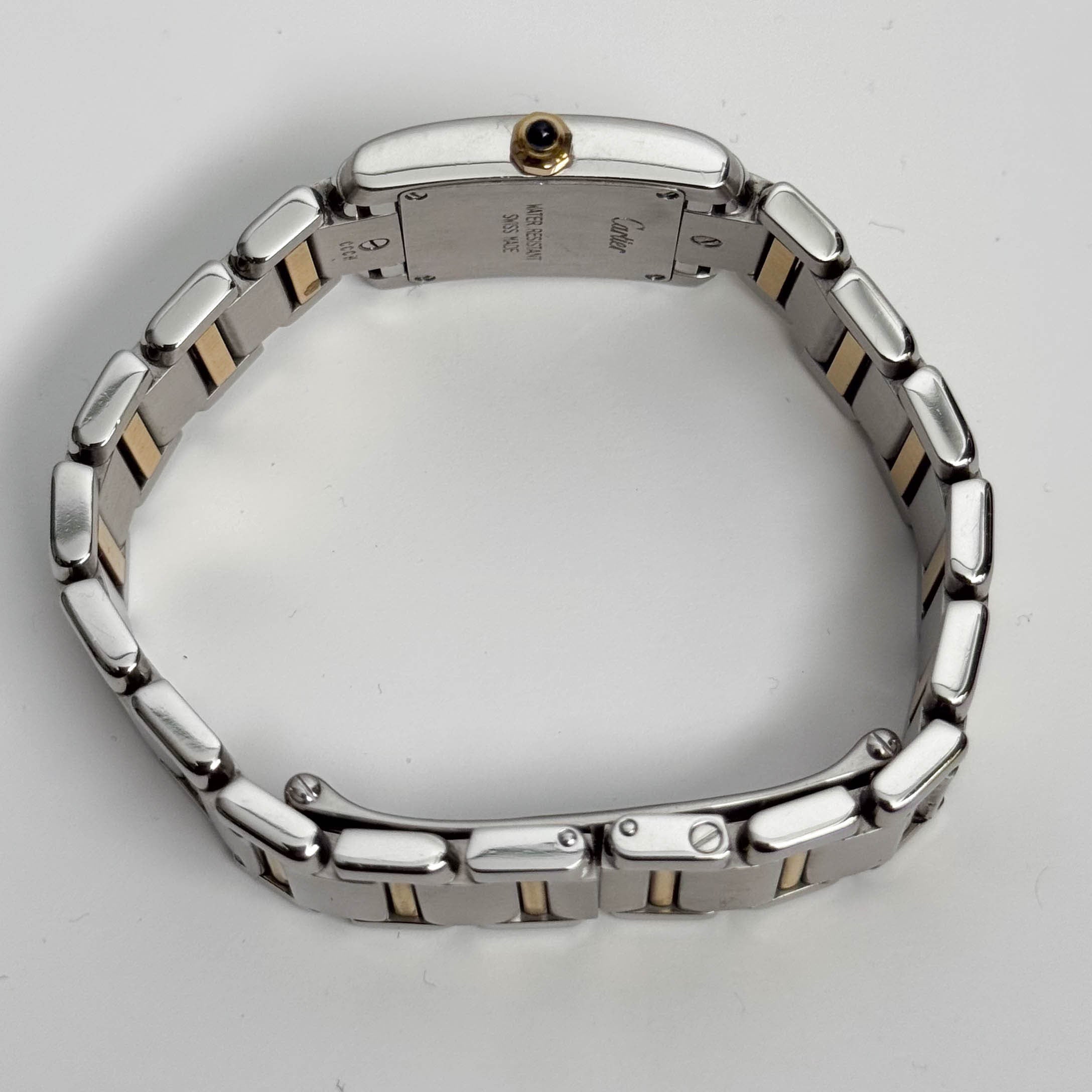 Cartier Tank Two-Tone Yellow Gold & Steel 25x20mm White Dial Watch Ref# W51007Q4