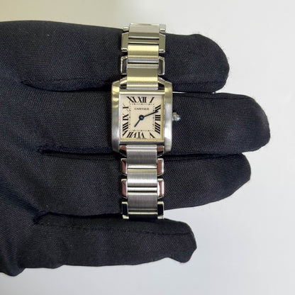 Cartier Tank Stainless Steel 20mm Ivory Dial Watch Ref# W51008Q3 - Happy Jewelers Fine Jewelry Lifetime Warranty