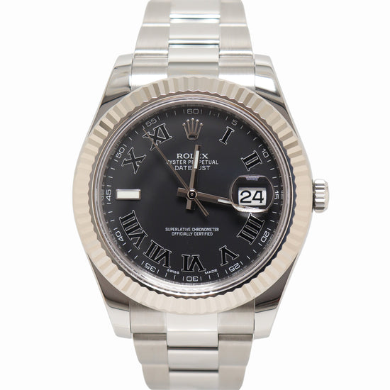 Rolex Datejust II 41mm Stainless Steel Gray Roman Dial Watch Reference# 116334 - Happy Jewelers Fine Jewelry Lifetime Warranty