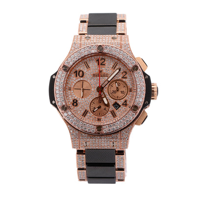 Hublot Big Bang Rose Gold 44mm Custom Pave Diamond Dial Watch Reference#: 301.PB.131.PB - Happy Jewelers Fine Jewelry Lifetime Warranty